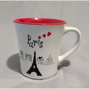 Nem Tours Paris France Coffee Tea Mug Cup Eiffel Tower CAT CHARMING White/Red